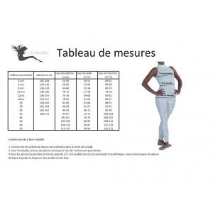 tableau pour les mensurations